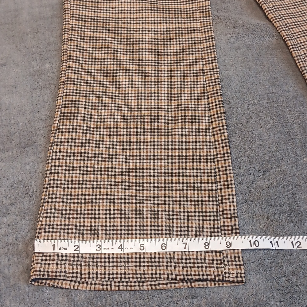 Brown & Black Checkered Wide Leg Pants, Stretchy, Womens Large, Mia Rose NWT - Picture 6 of 14